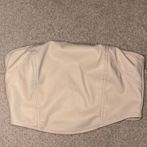 Strapless Leather Top Cream